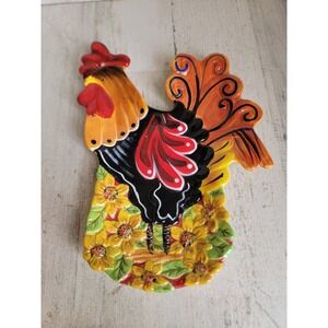 Certified international rooster plate farm hen chicken kitchen home decor
